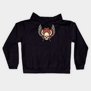 winged skull tattoo Kids Hoodie